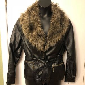 Ladies black leather jacket